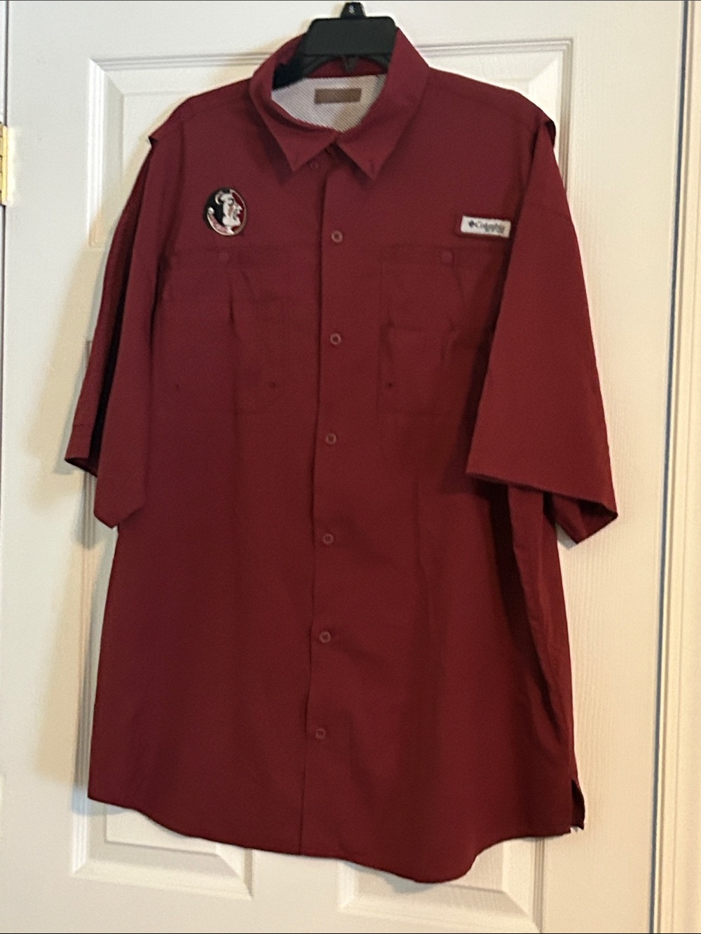 Columbia Men's Button-Down Short Sleeve Shirt - Maroon